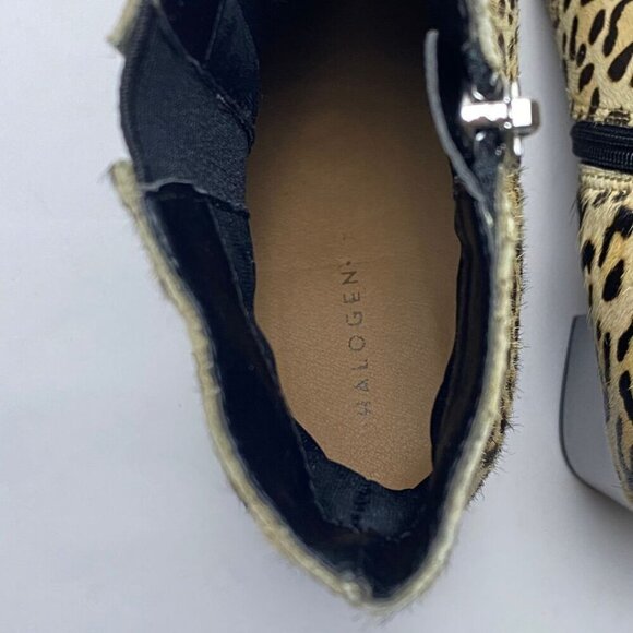 HALOGEN Leopard Calf Hair Ankle Bootie Chelsea Size 9 - Picture 7 of 9
